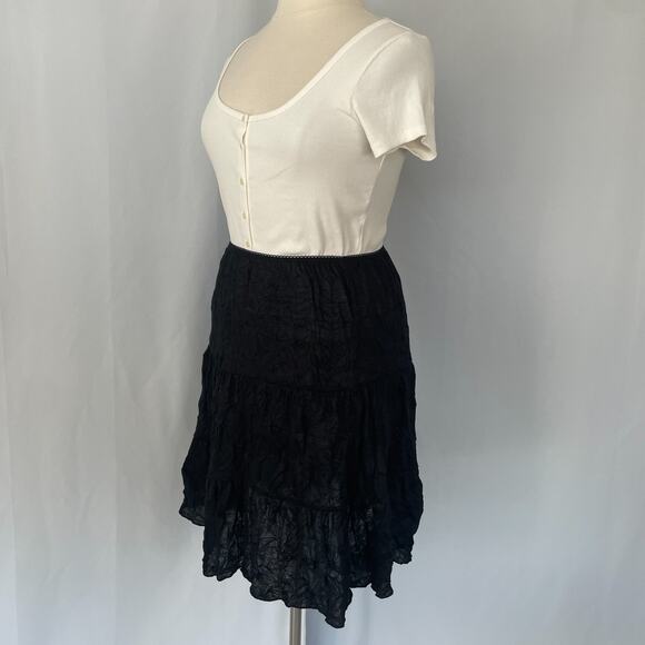 Tiered Broomstick Skirt Plus Size 1X Black Solid Crinkle Fairy Grunge Goth Y2K - Picture 6 of 10